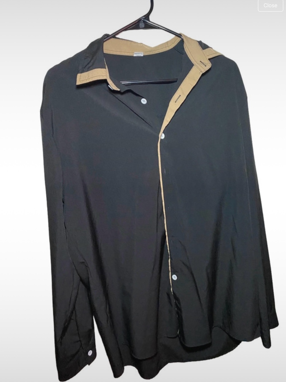 Men's Black Shirt Jacket with Tan Trim